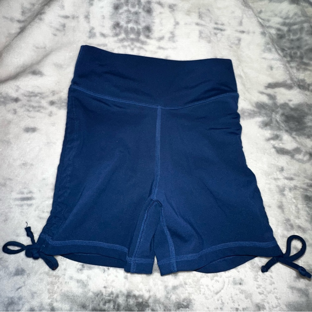 Navy blue shorts with side scrunch